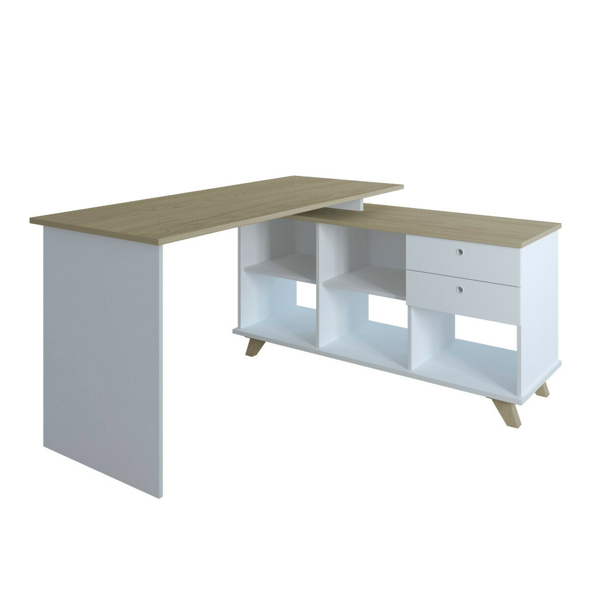 Bureau d'angle Panneaux de bois Blanc, bois Bureau d'angle Panneaux de bois Blanc, bois