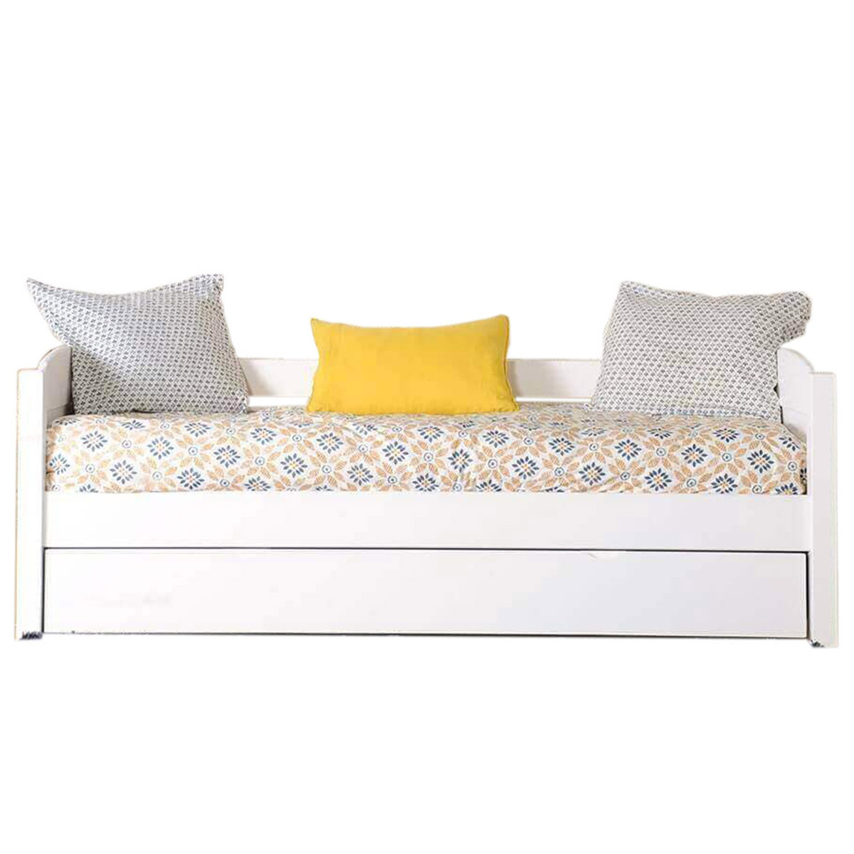 Lit gigogne banquette Bois massif, MDF 80x200 Blanc