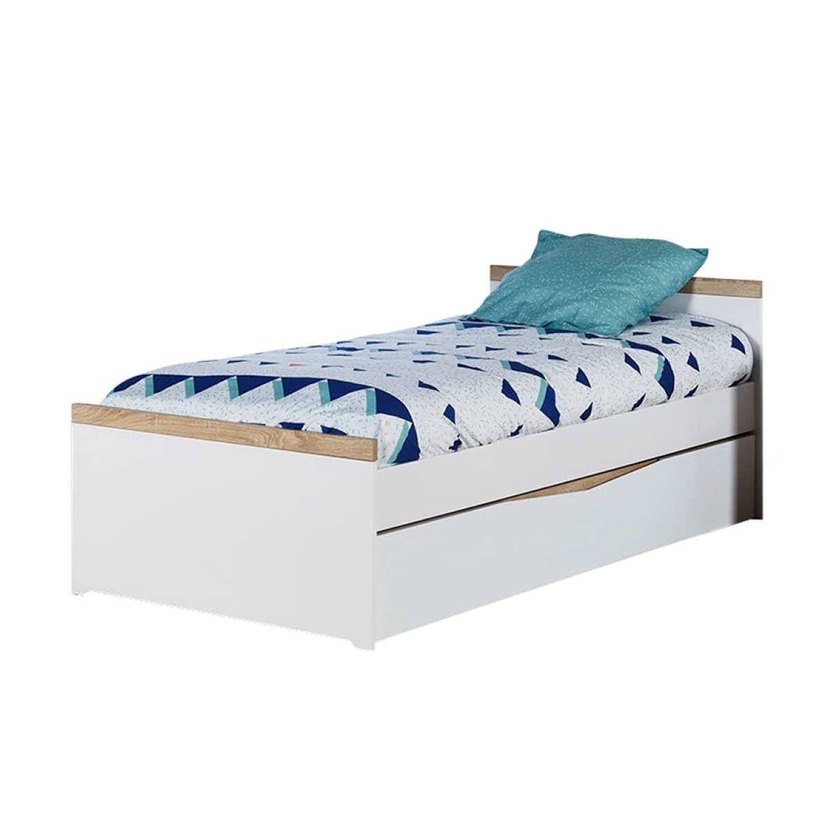 Lit gigogne Panneaux de bois 90x190 Blanc, bois