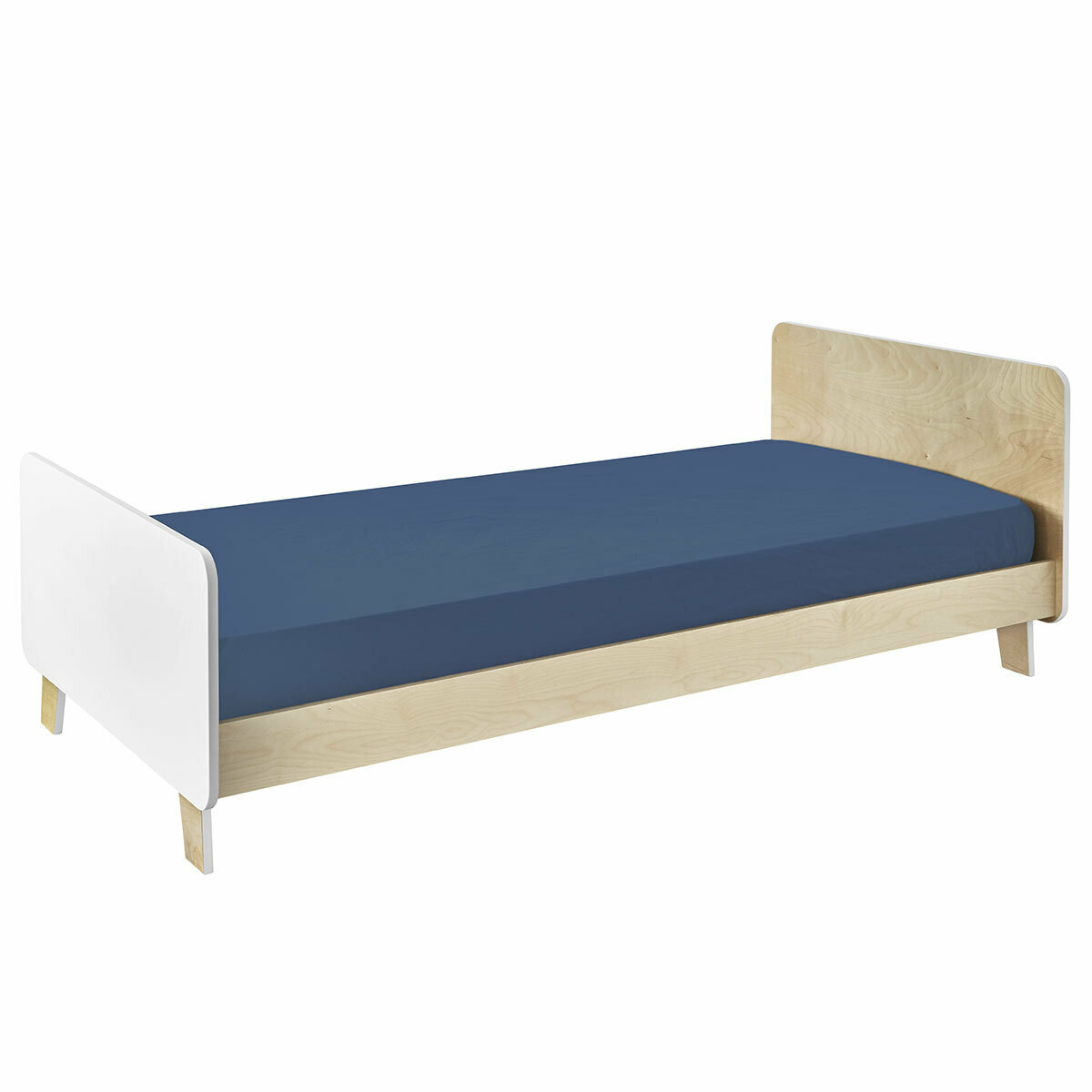 Lit enfant, sommier, matelas Panneaux de bois 90x190 Blanc, bois