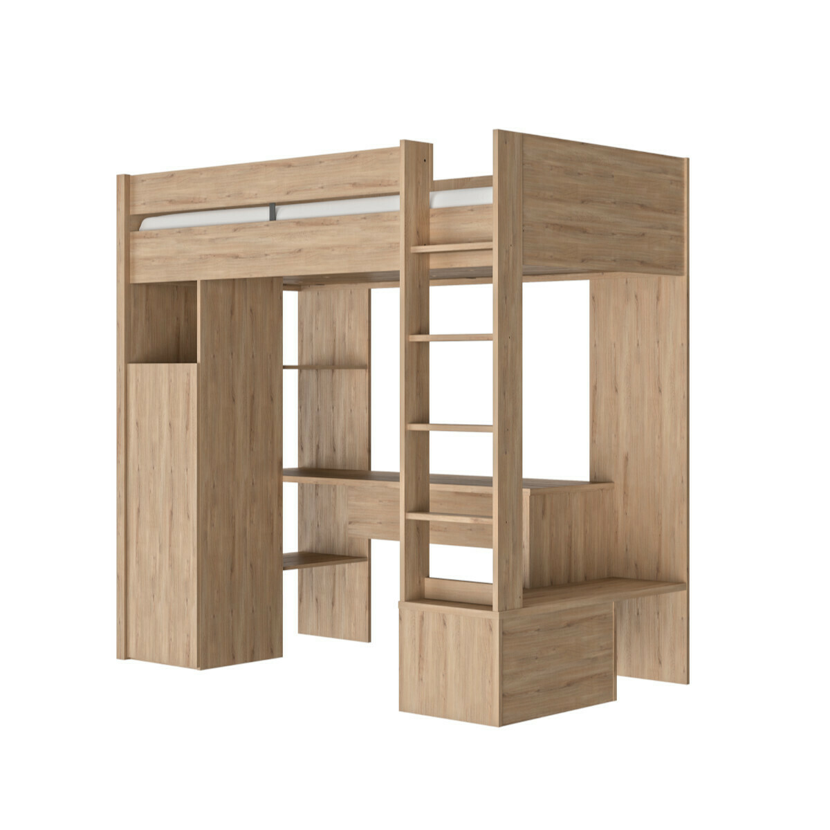 Lit mezzanine, matelas Panneaux de bois 90×200 Bois