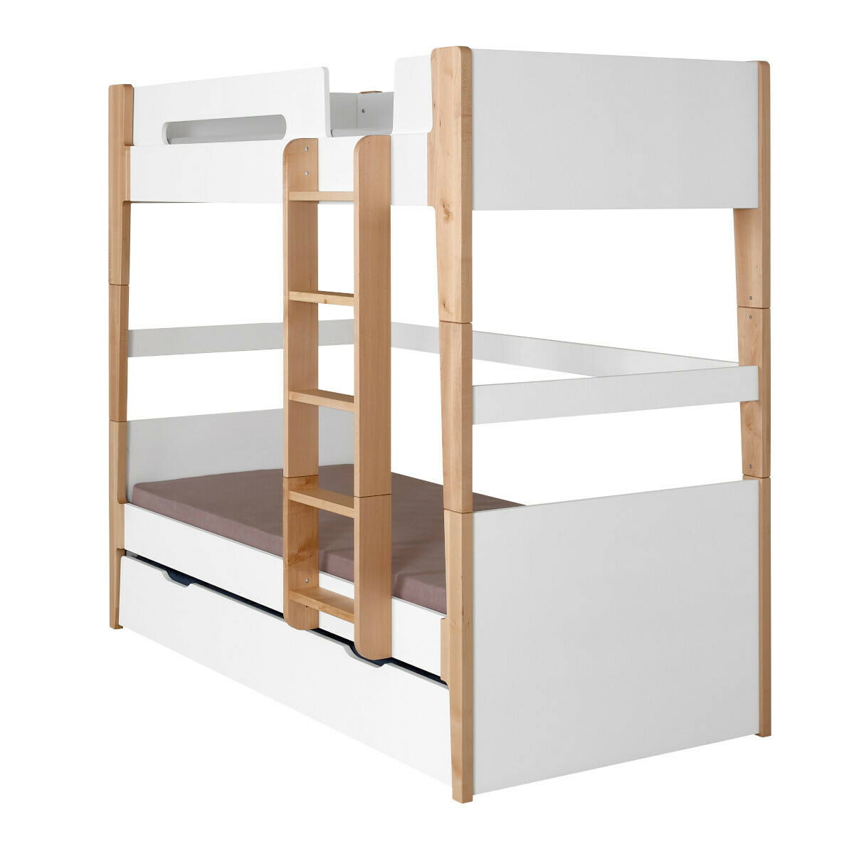 Lit superposé modulable gigogne Bois massif, MDF 90x190 Blanc, bois