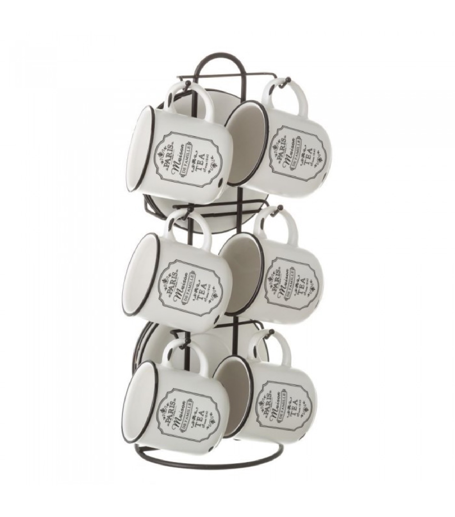 Set 6 tasses à café/thé avec dessous de tasses en céramique blanche Set 6 tasses à café/thé avec dessous de tasses en céramique blanche