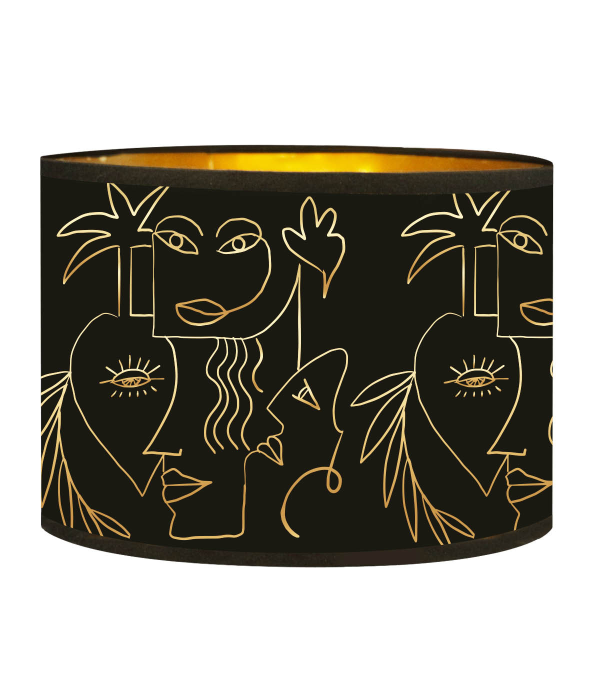 Abat-jour chevet doré imprimé noir et or Boho T 25 x H 18 Abat-jour chevet doré imprimé noir et or Boho T 25 x H 18