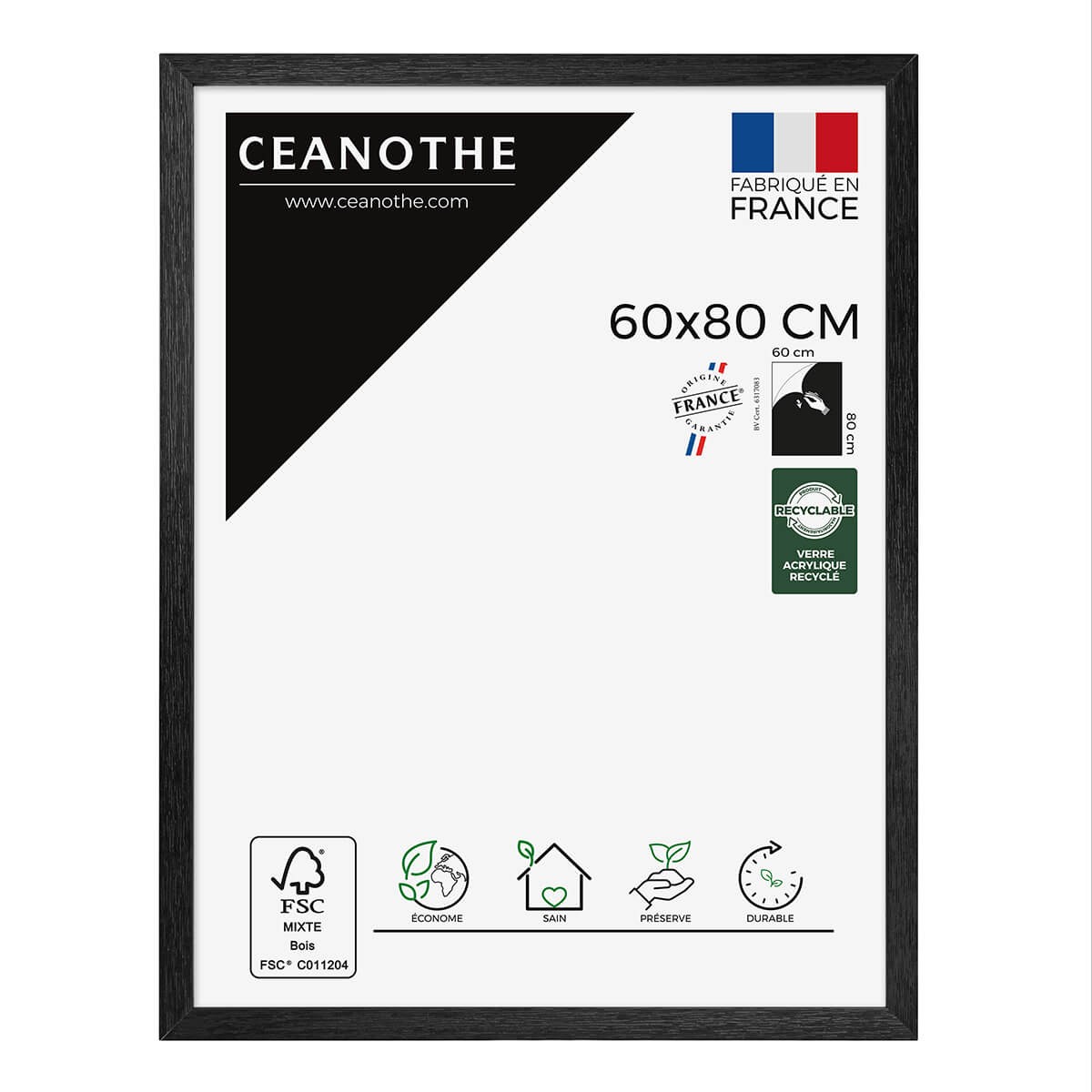 Cadre photo Karma noir 60x80 cm verre synthétique Cadre photo Karma noir 60x80 cm verre synthétique