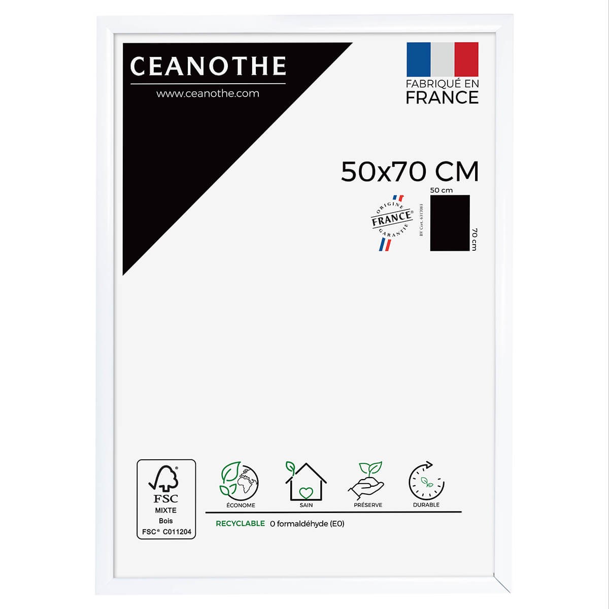 Cadre photo blanc 50x70 cm avec verre synthétique