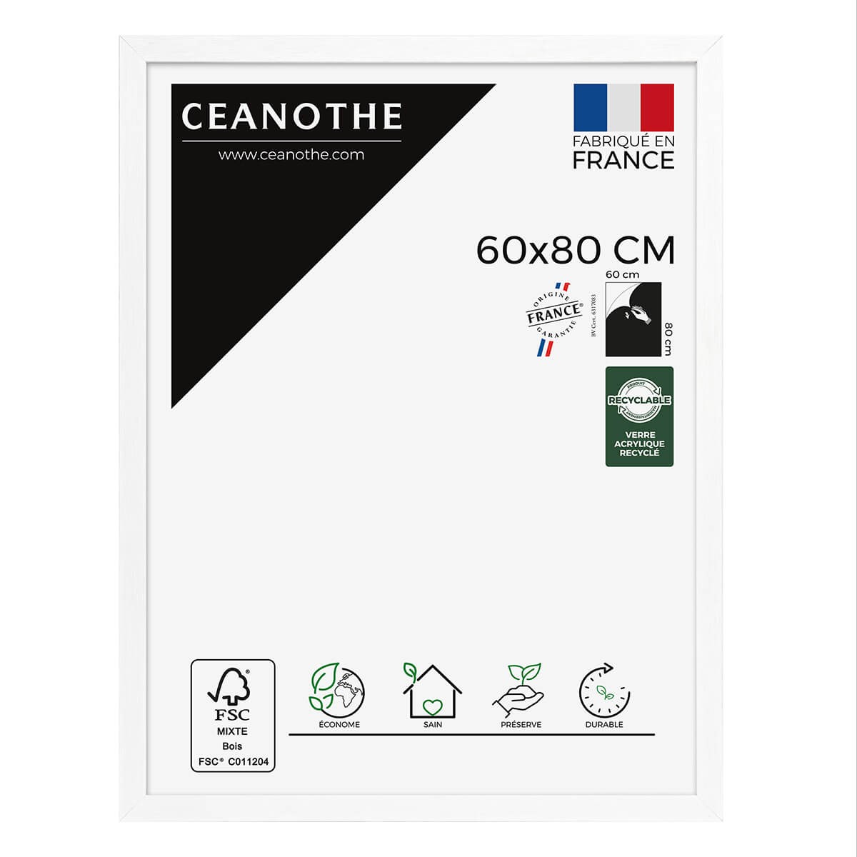 Cadre photo Karma blanc 60x80 cm verre synthétique Cadre photo Karma blanc 60x80 cm verre synthétique