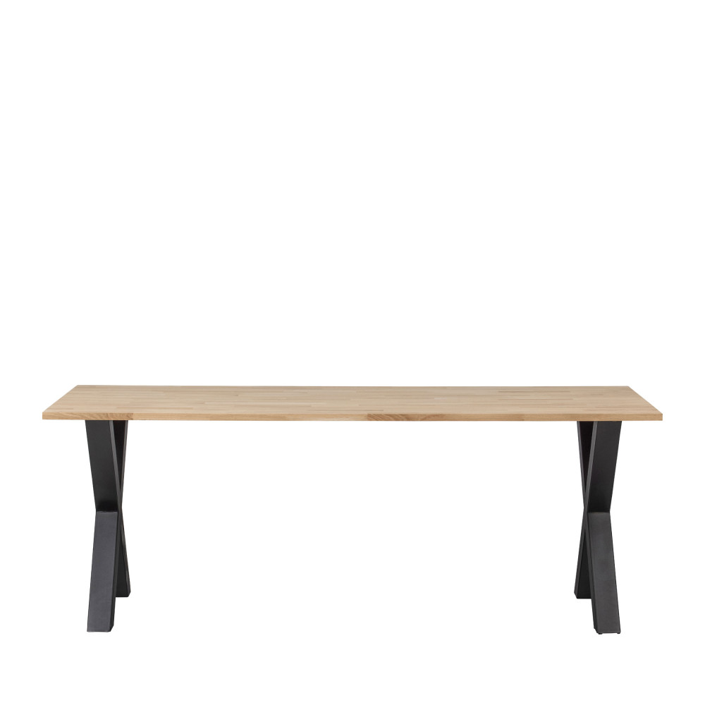Table à manger en bois piétement en X 200x90cm naturel Table à manger en bois piétement en X 200x90cm naturel