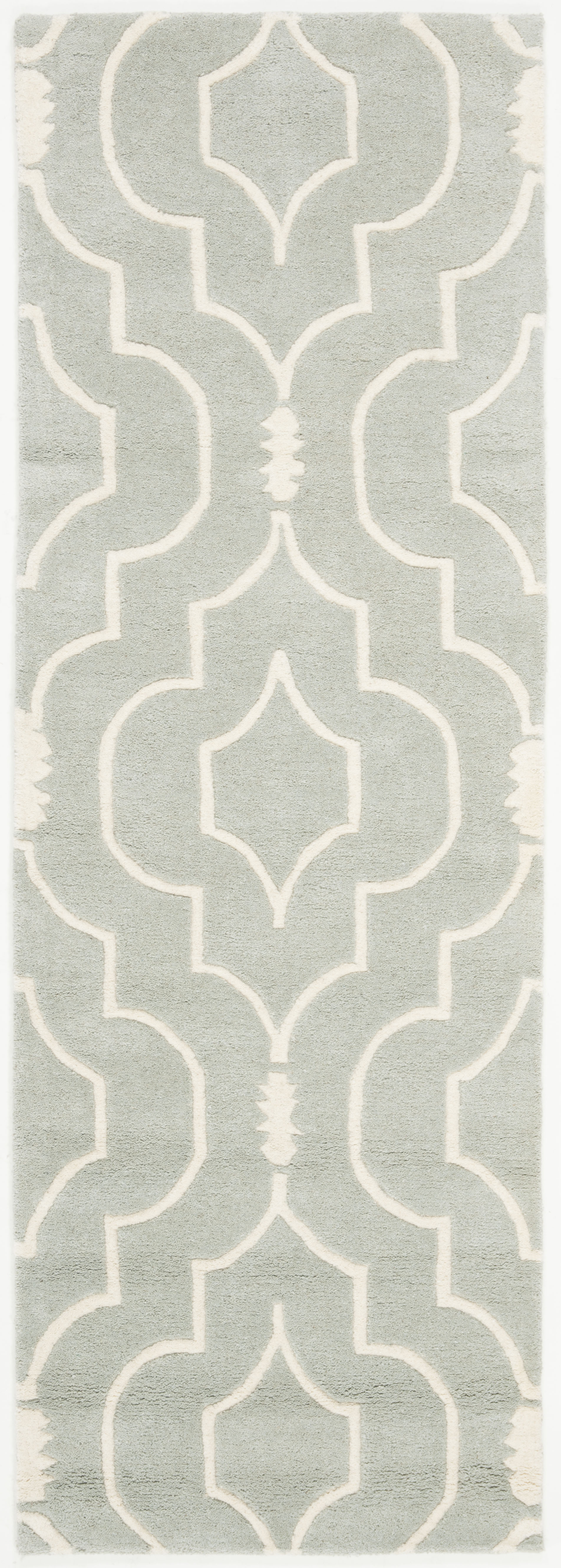 Tapis de salon interieur en gris & ivoire, 69 x 213 cm