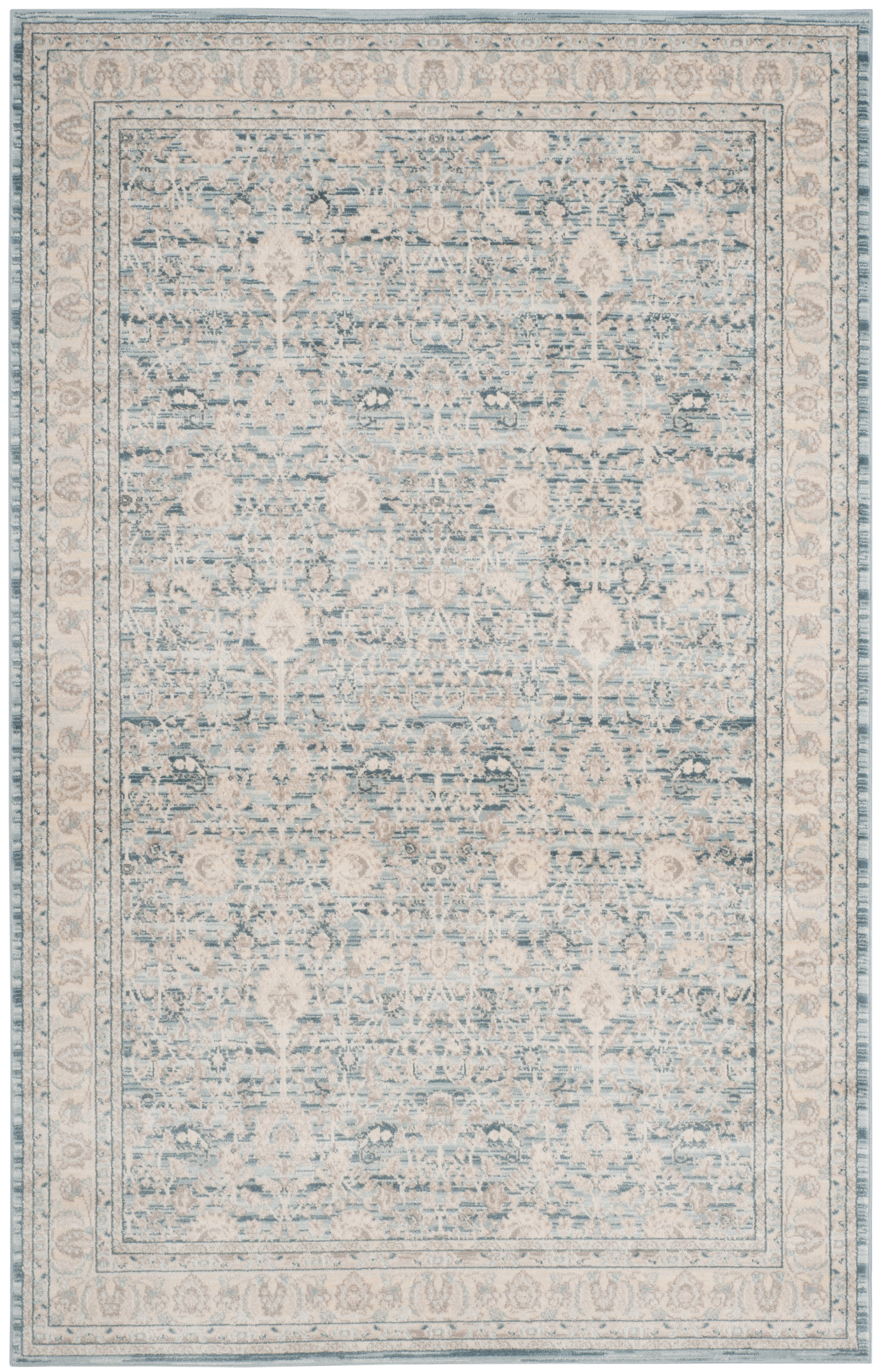 Tapis de salon d'inspiration vintage bleu et gris 120x180 Tapis de salon d'inspiration vintage bleu et gris 120x180