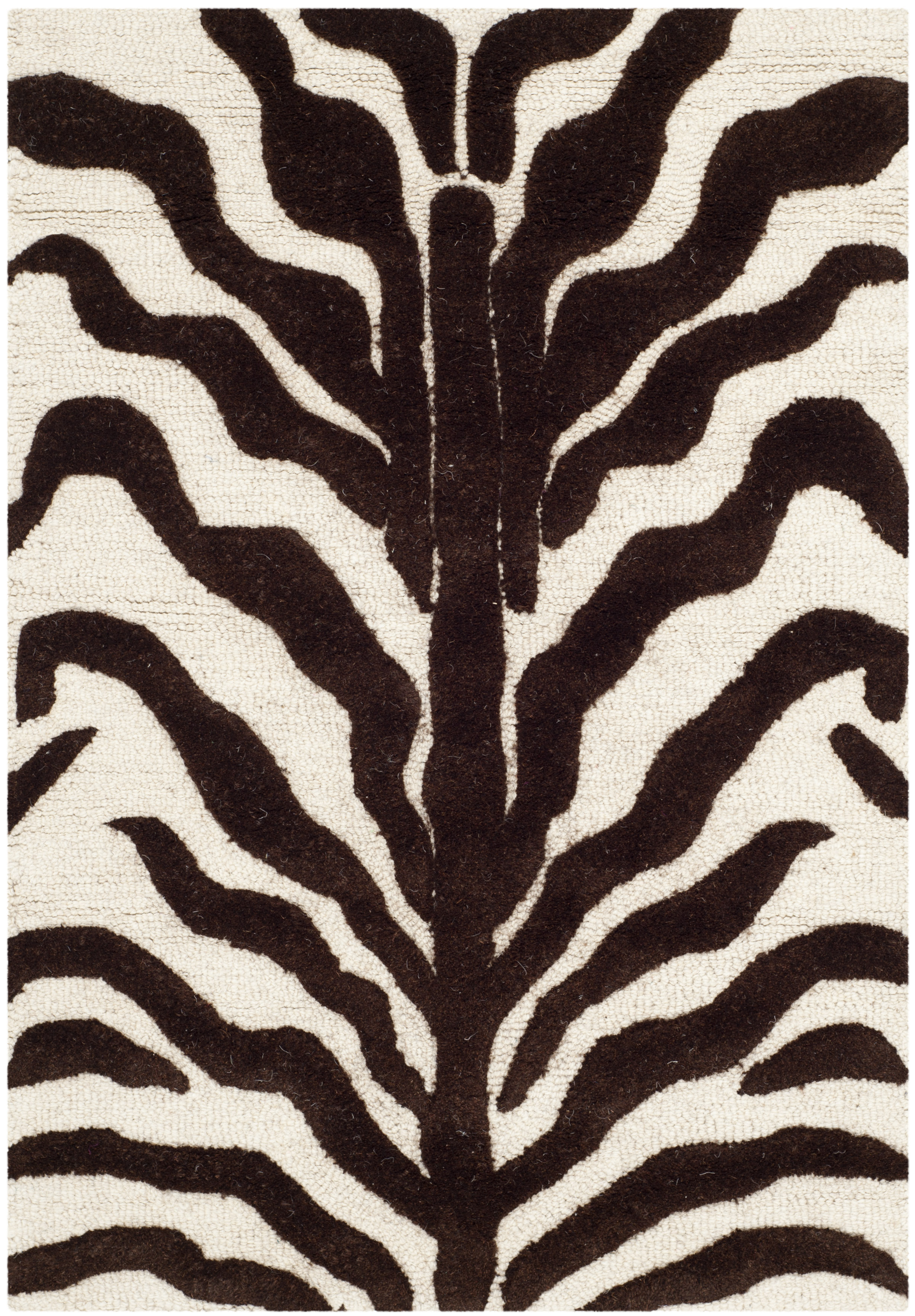 Tapis de salon interieur en  ivoire & marron, 91 x 152 cm