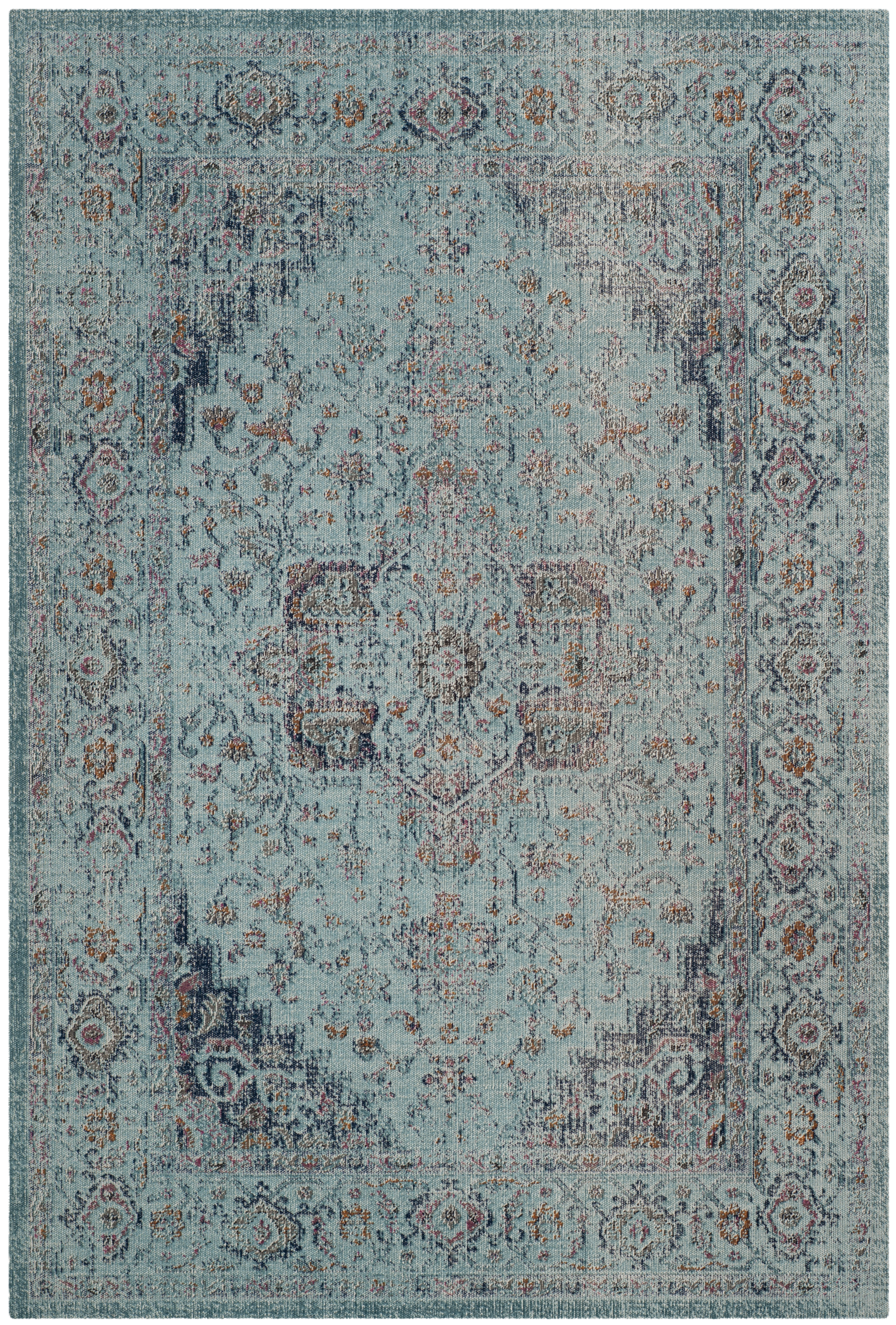 Tapis de salon d'inspiration vintage bleu clair 200x300 Tapis de salon d'inspiration vintage bleu clair 200x300