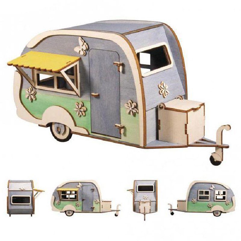 Maquette en bois 3D caravane à customiser Maquette en bois 3D caravane à customiser