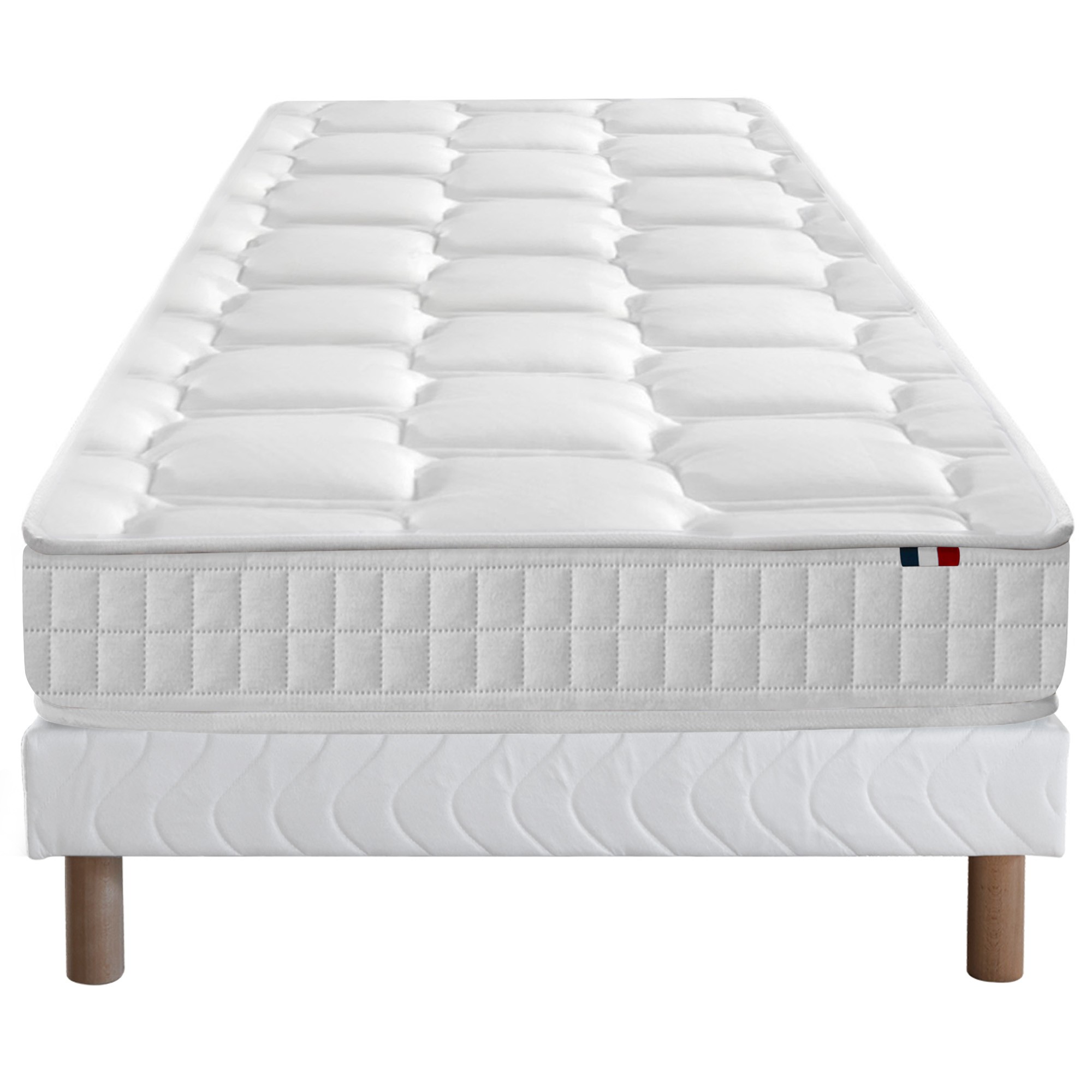 Ensemble matelas ressort mémoire forme sommier blanc 90x190 Ensemble matelas ressort mémoire forme sommier blanc 90x190