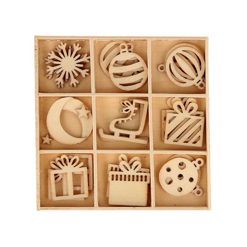 27 mini décorations en bois cadeau de Noël 27 mini décorations en bois cadeau de Noël