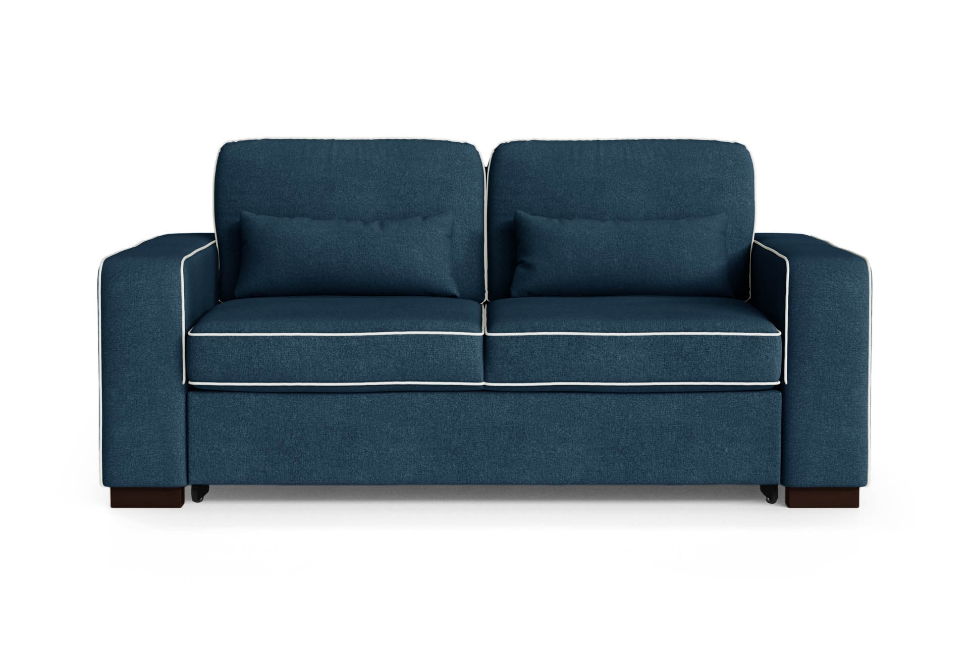 Canapé convertible 2 places toucher coton bleu/gris clair Canapé convertible 2 places toucher coton bleu/gris clair