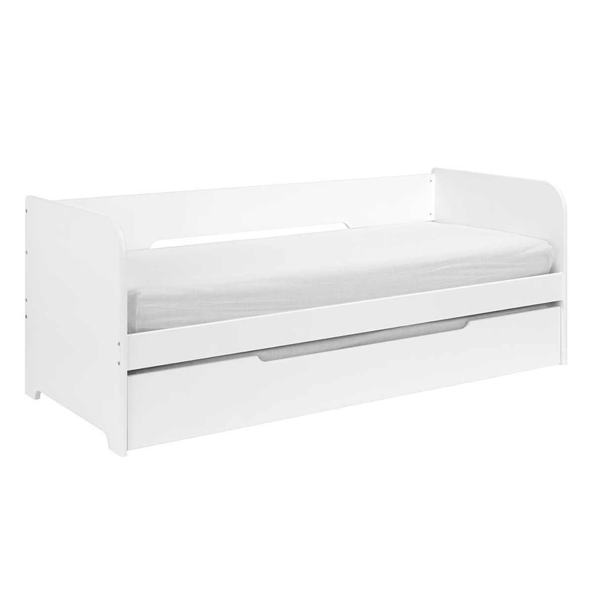 Lit gigogne, 2 matelas Bois massif 80x190 Blanc