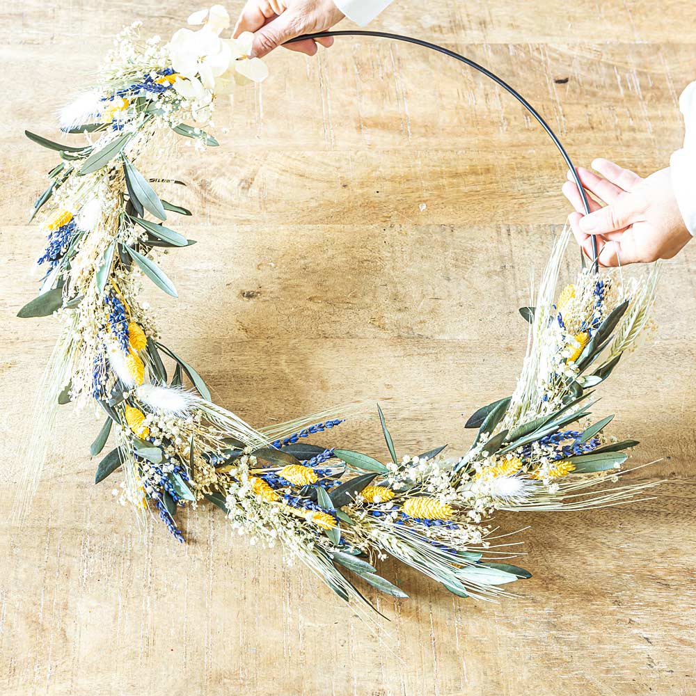 Couronne murale de fleurs séchées Hugo D50cm Couronne murale de fleurs séchées Hugo D50cm
