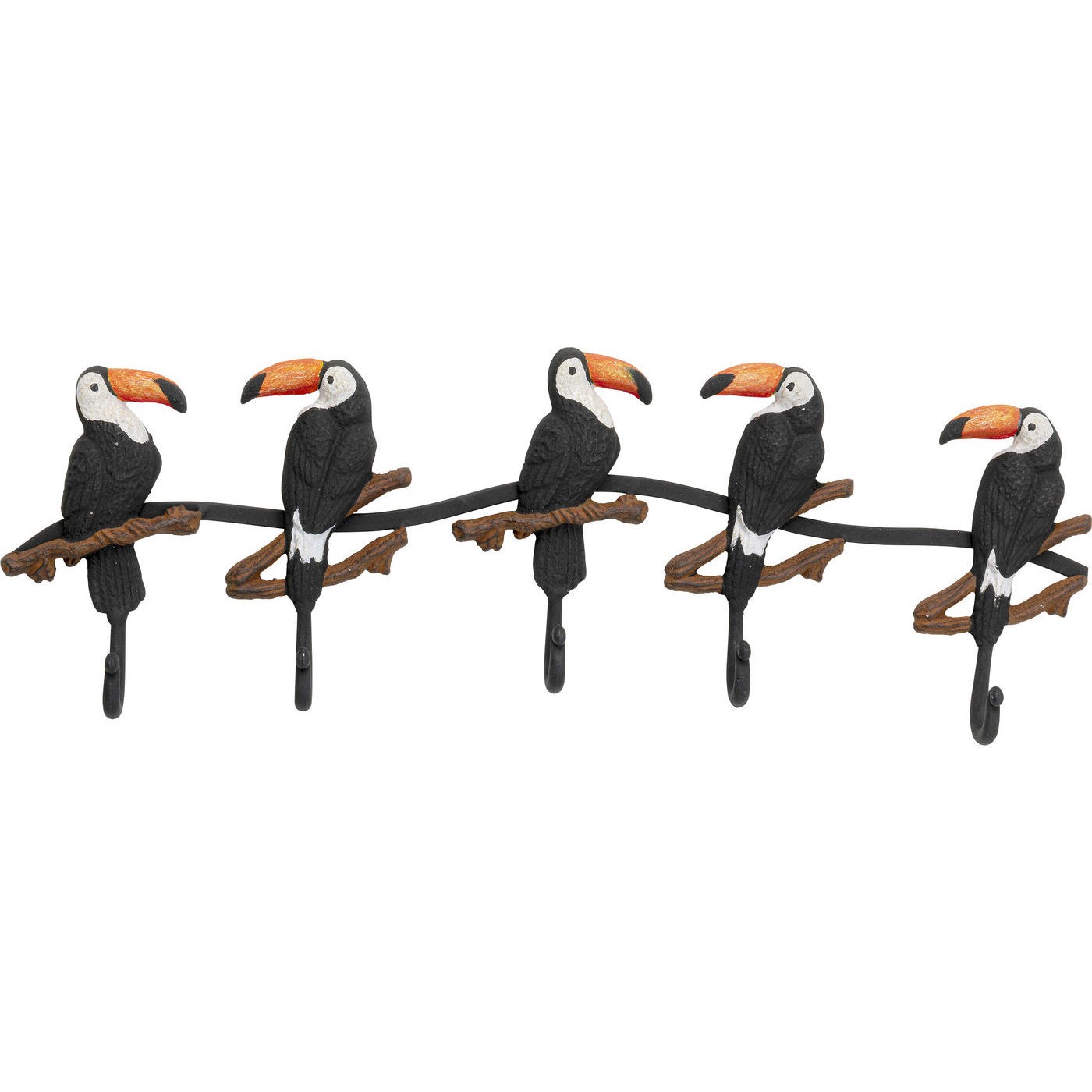 Patère cinq toucans en acier Patère cinq toucans en acier