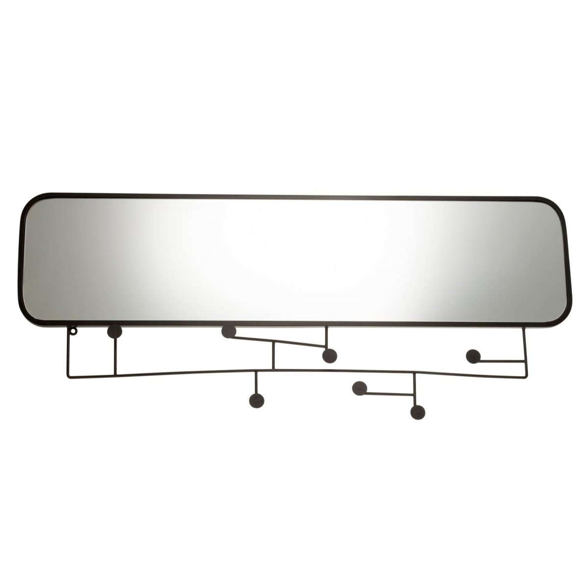 Grand miroir avec portants en métal noir 49x112cm