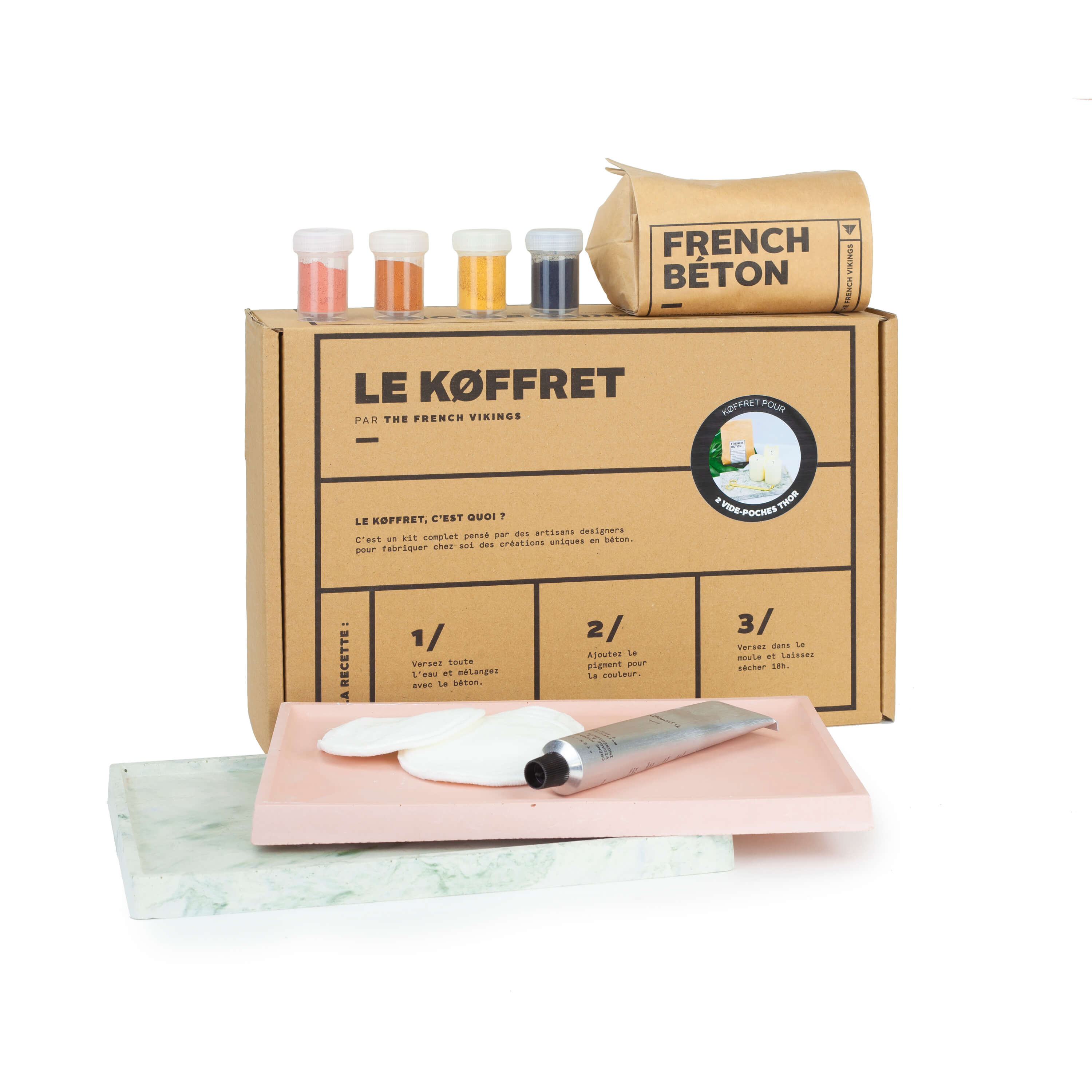 Køffret/Kit béton créatif pour 2 vide-poches THOR, 1 moule, 4 pigments Køffret/Kit béton créatif pour 2 vide-poches THOR, 1 moule, 4 pigments