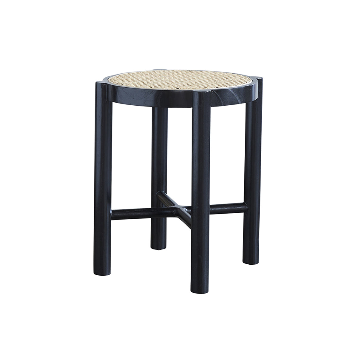 Table de chevet en bois d'acajou et cannage noir Table de chevet en bois d'acajou et cannage noir
