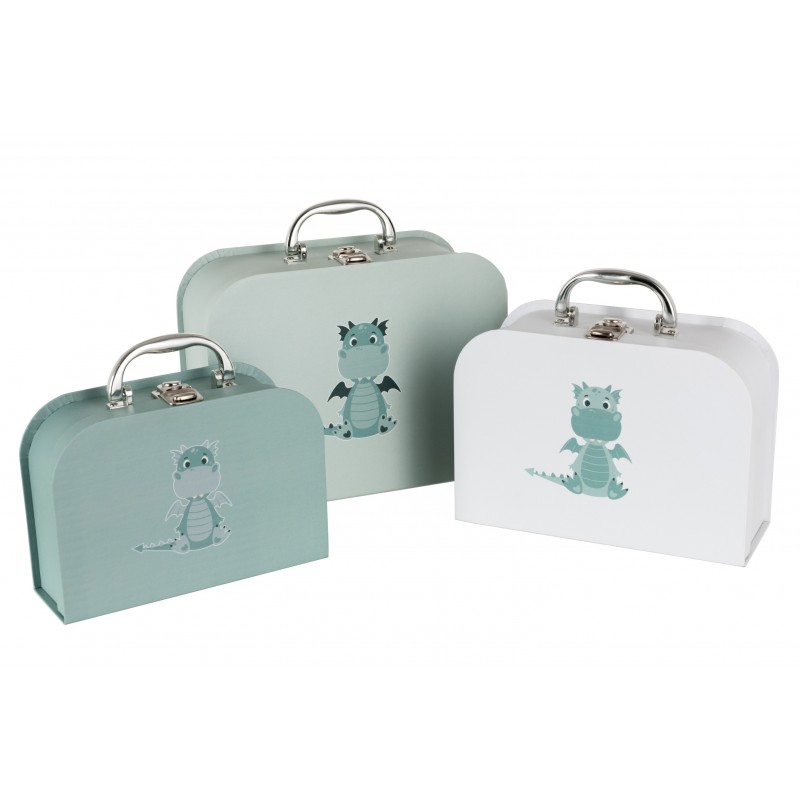 Valises dragon en papier blanc et menthe - Lot de 3 Valises dragon en papier blanc et menthe - Lot de 3