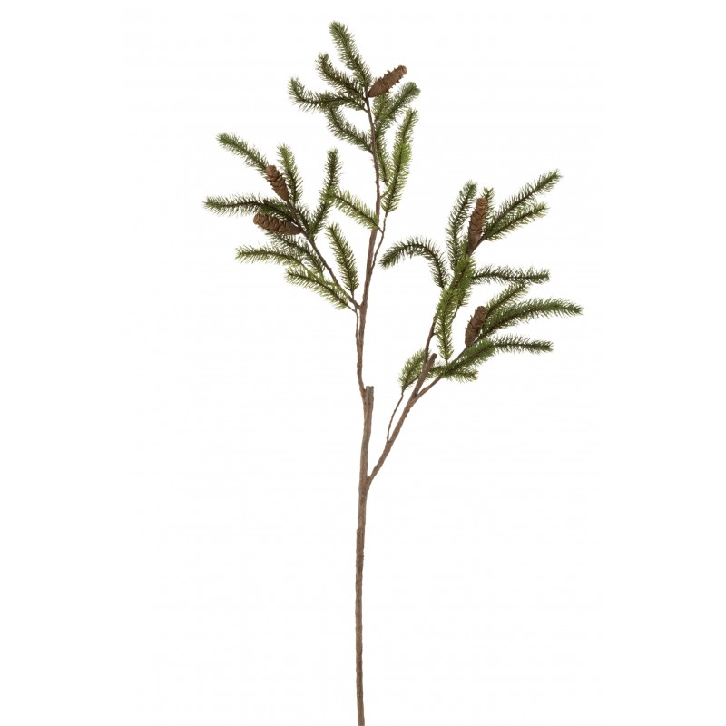 Branche de sapin et pommes de pin en plastique vert H145cm