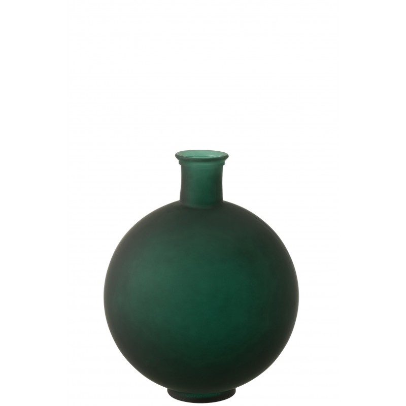 Vase boule verre mat vert H44cm
