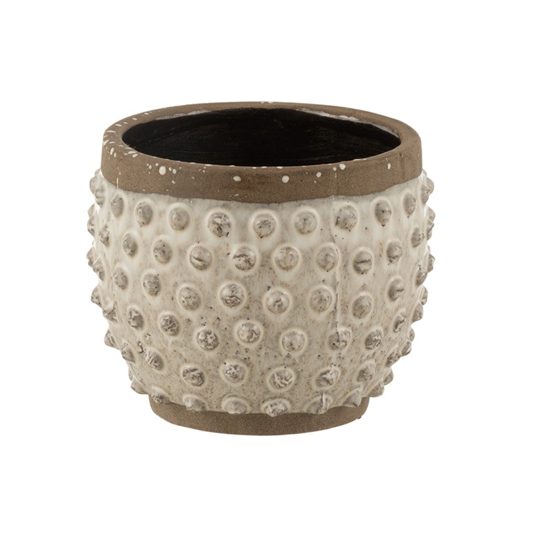Cache-pot bord pointu céramique blanc et gris Cache-pot bord pointu céramique blanc et gris