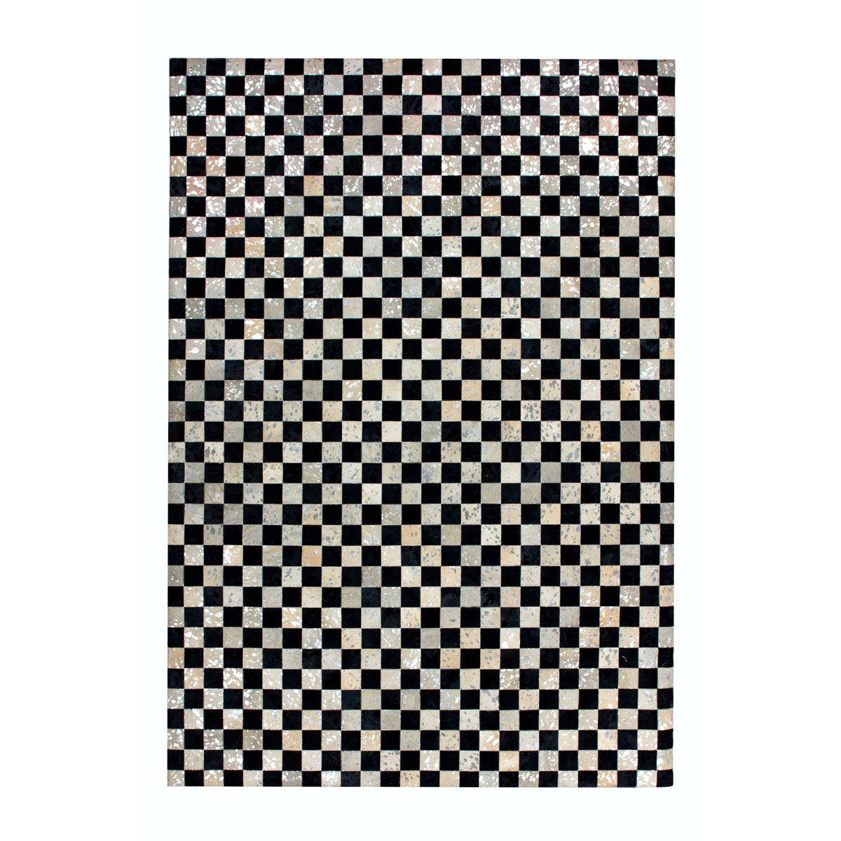 Tapis de salon en Cuir véritable Noir 80x150 cm