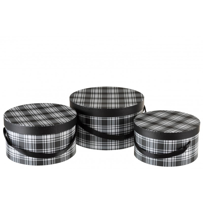Boîtes à carreaux en papier noir et blanc - Lot de 3 Boîtes à carreaux en papier noir et blanc - Lot de 3