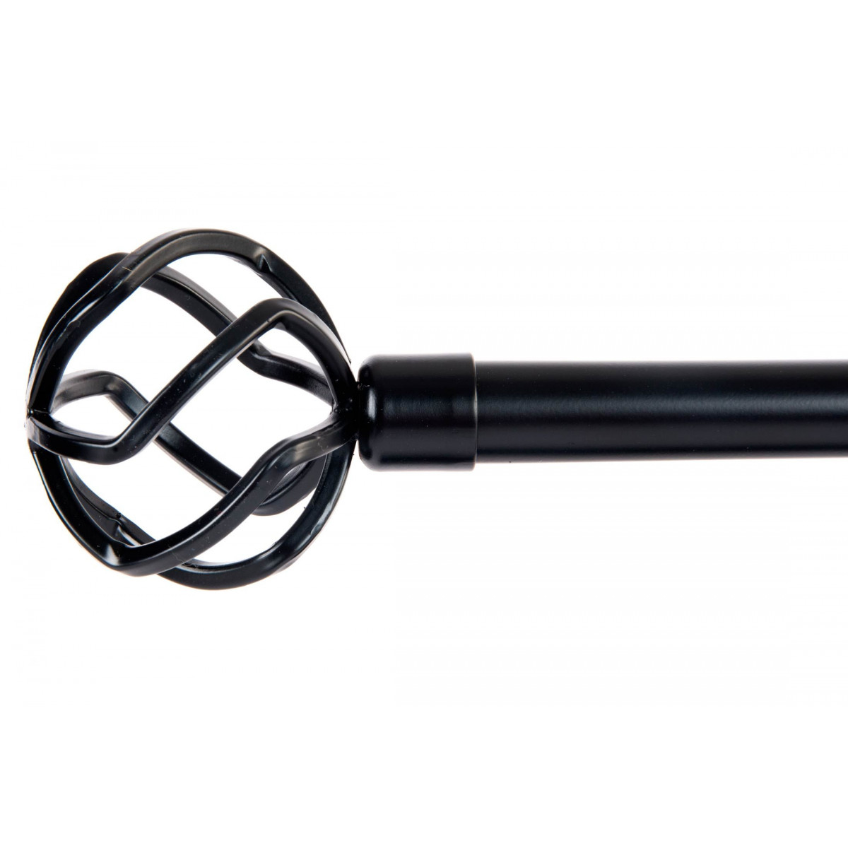 Tringle à rideaux extensible métal noir boule 120 à 210cm Tringle à rideaux extensible métal noir boule 120 à 210cm