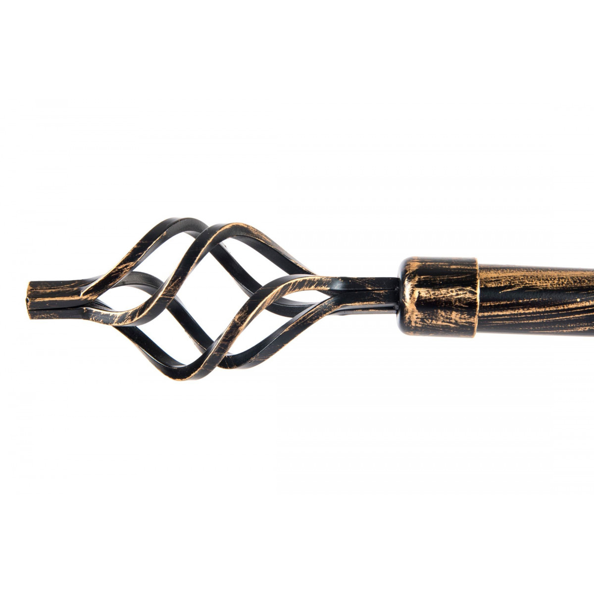 Tringle à rideaux extensible métal noir et doré torsade 120 à 210cm