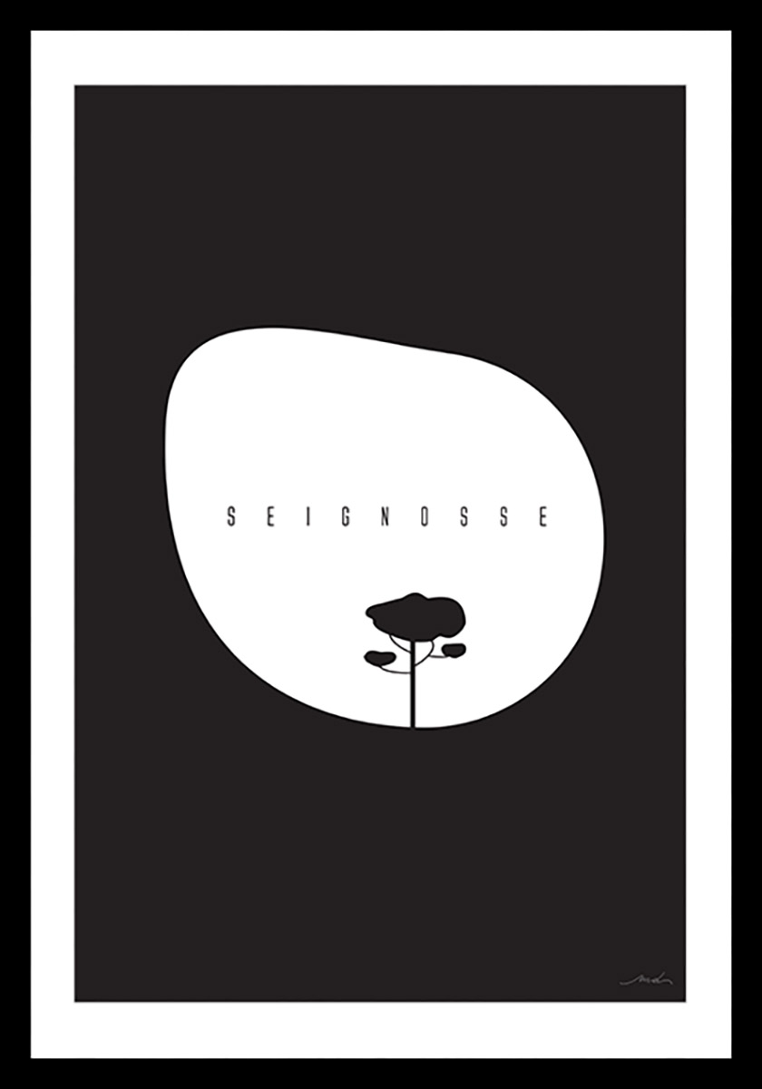 Affiche sous cadre noir minimal Seignosse 30x45cm Affiche sous cadre noir minimal Seignosse 30x45cm