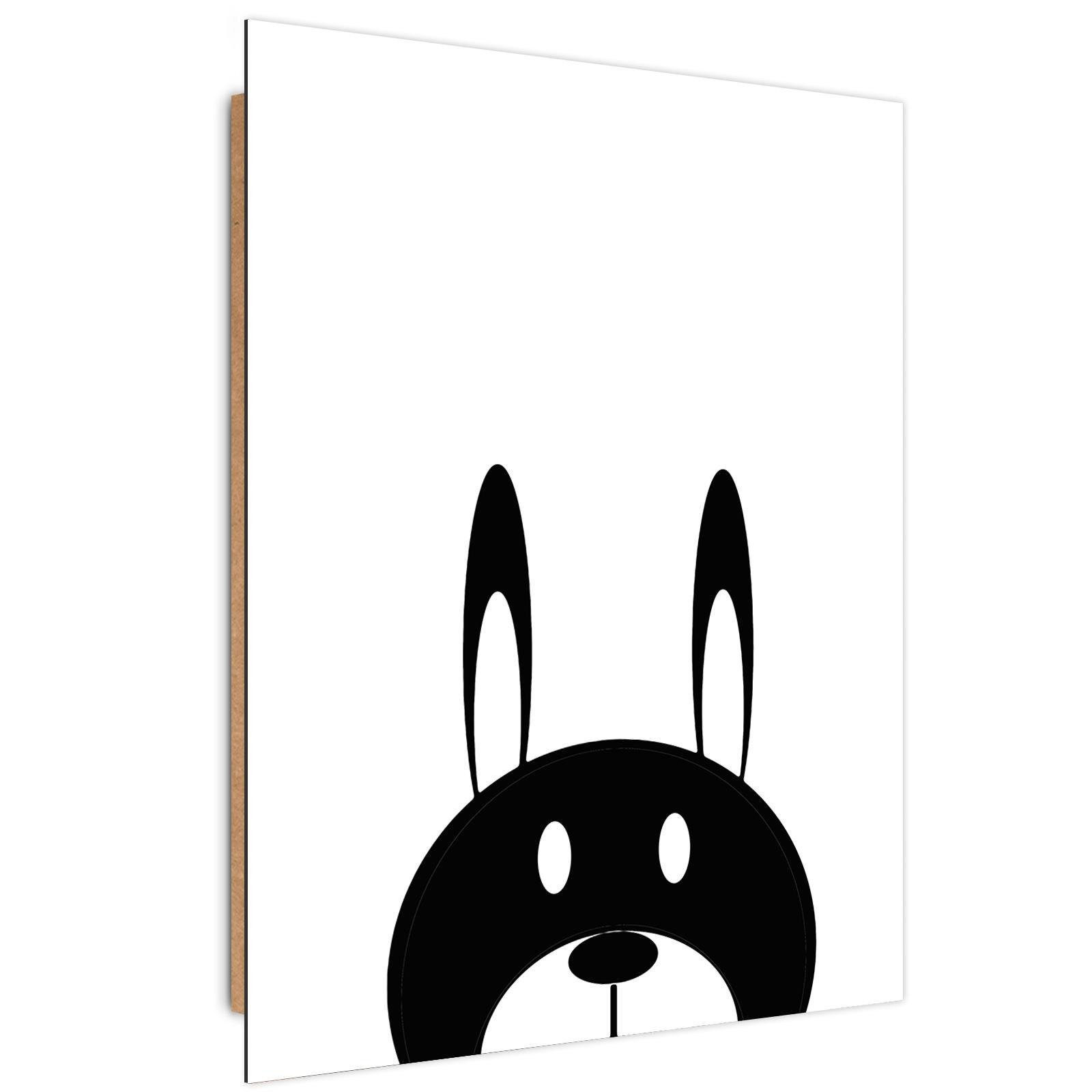 Tableau enfant bois contrast hare noir et blanc 60x90 Tableau enfant bois contrast hare noir et blanc 60x90