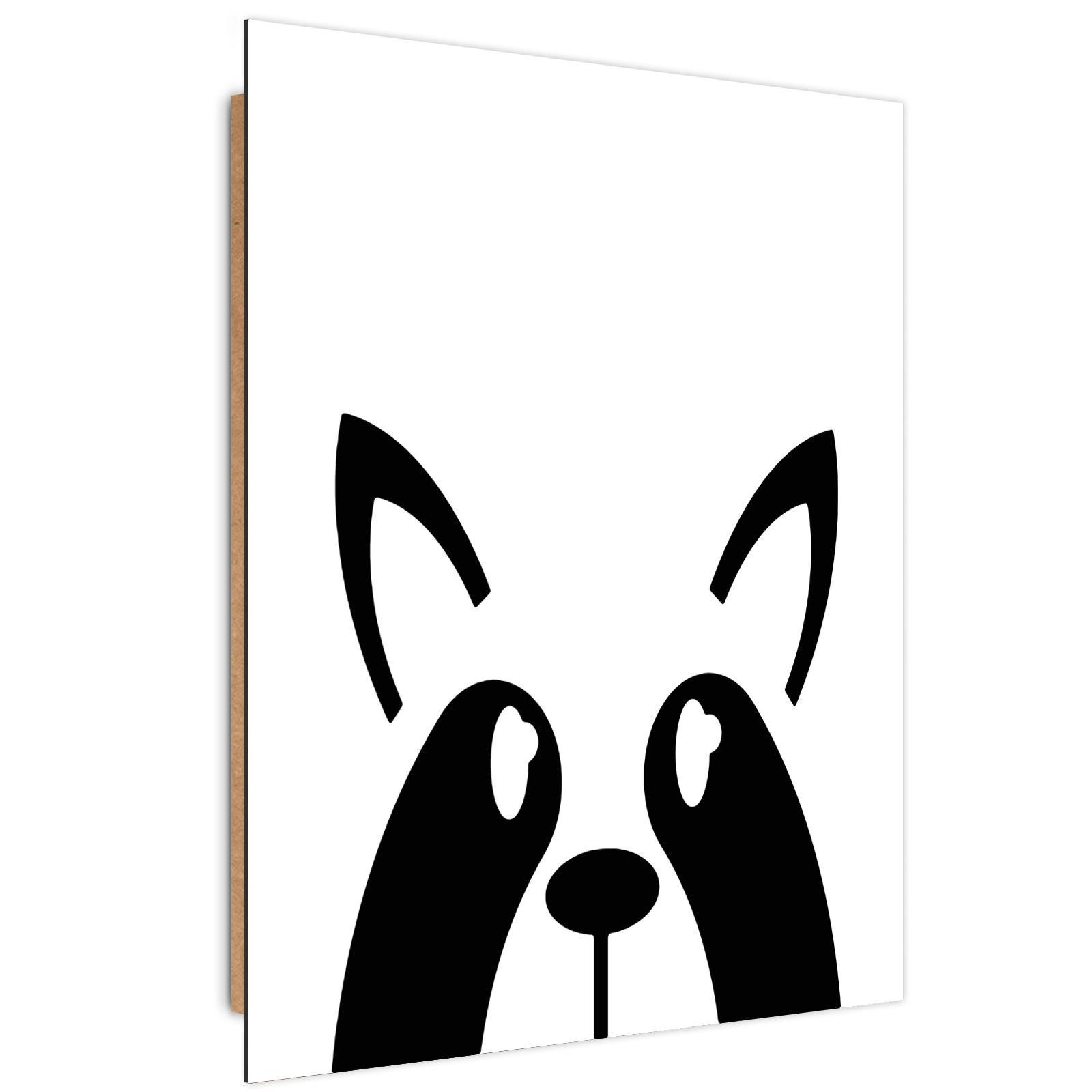 Tableau enfant bois raccoon noir et blanc 60x90 Tableau enfant bois raccoon noir et blanc 60x90