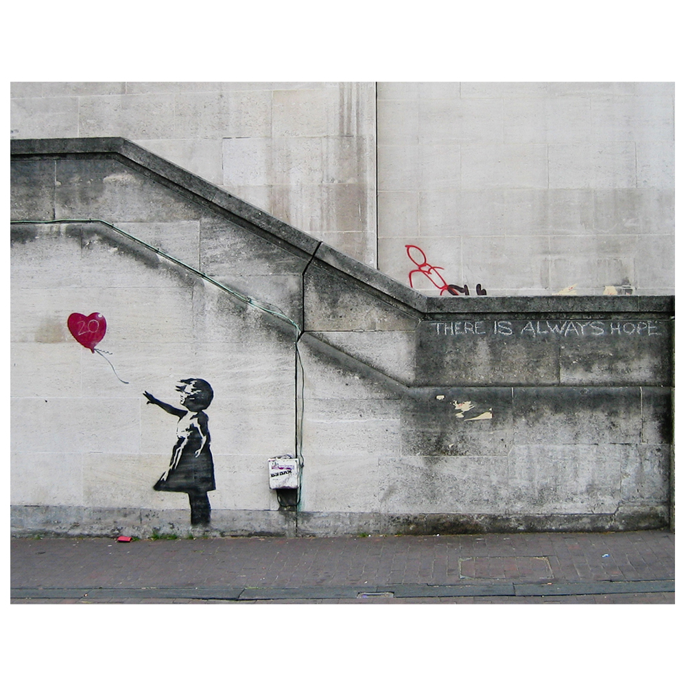 Tableau fille avec ballon rouge Banksy 60x80cm