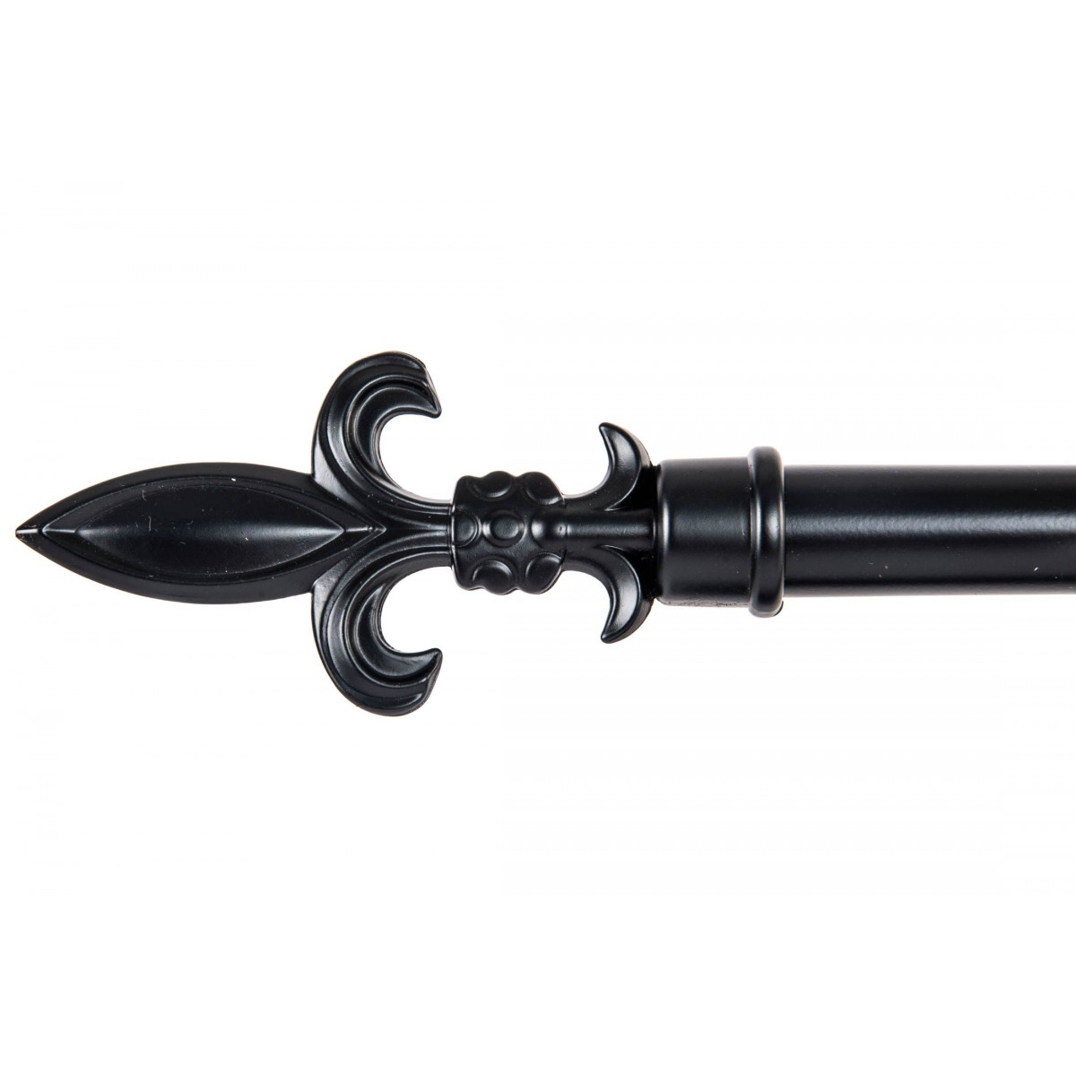 Tringle à rideaux extensible métal noir fleur de lys 120 à 210cm Tringle à rideaux extensible métal noir fleur de lys 120 à 210cm