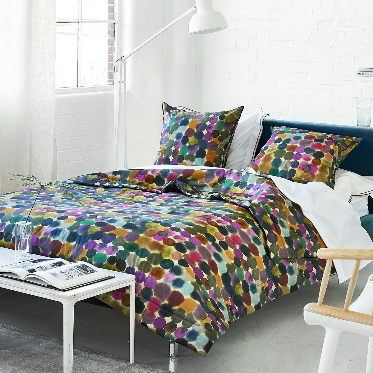 Housse de couette imprimée en coton multicolore 140x200