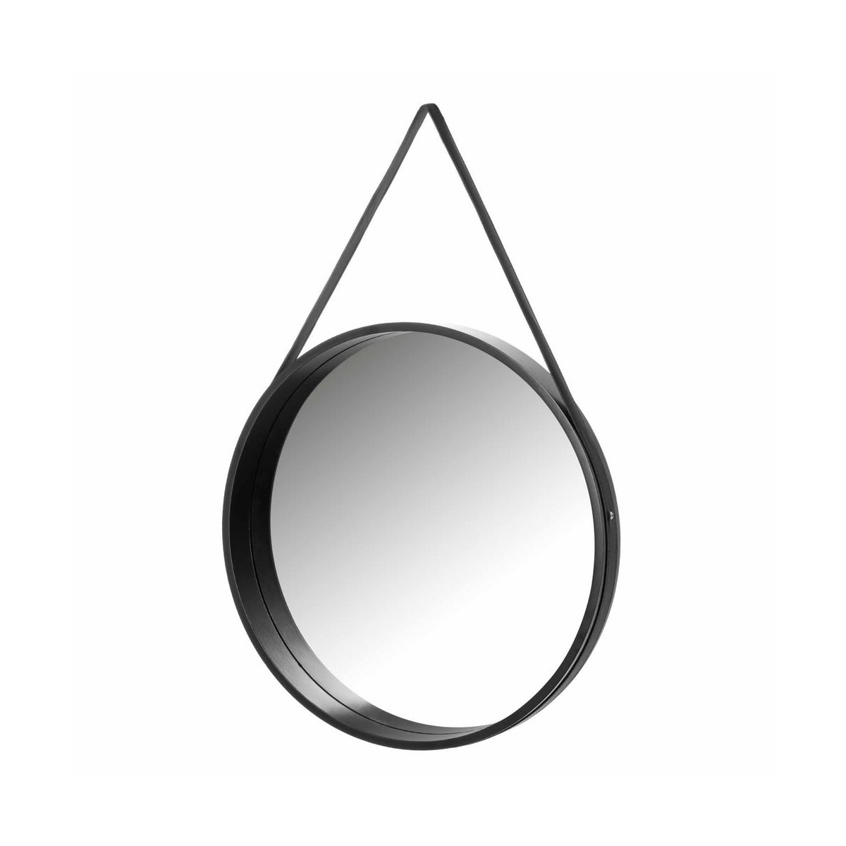 Miroir suspendu rond en bois noir D50cm