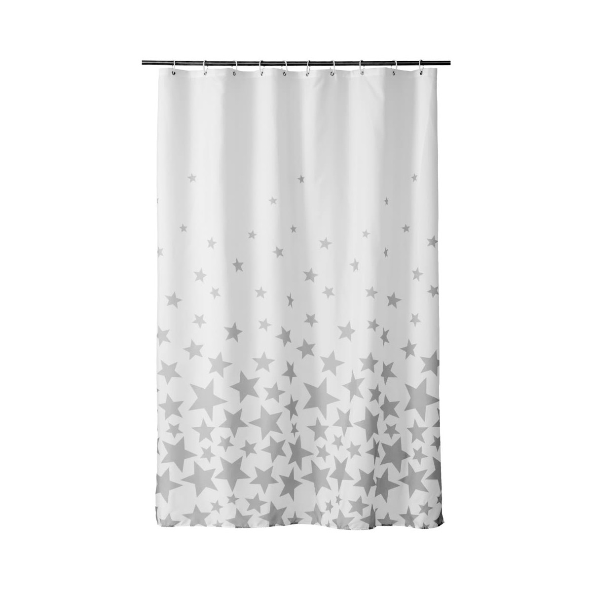 Rideau de douche blanc et gris étoiles Rideau de douche blanc et gris étoiles