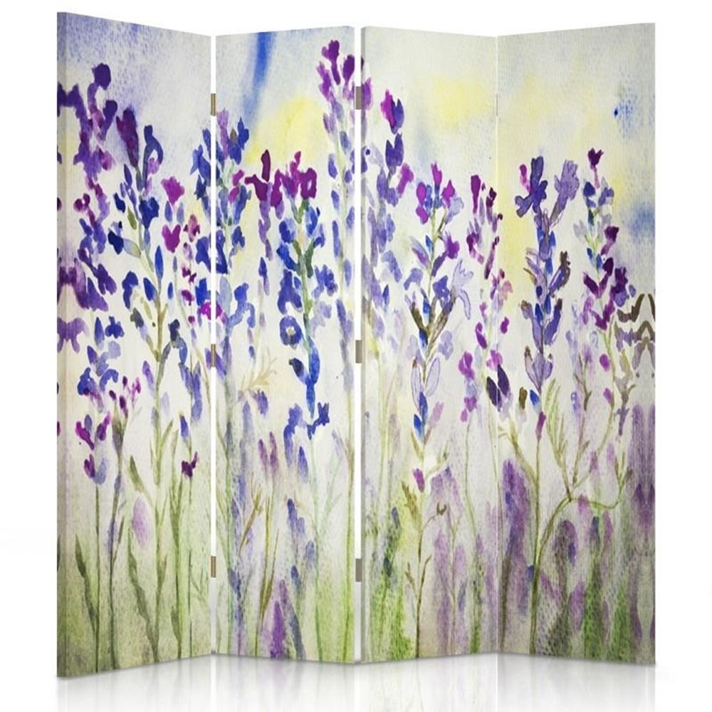 paravent cloison lavender watercolour 145x180cm (4 volets)