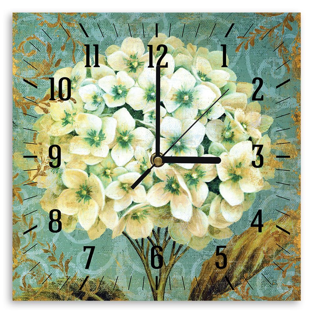 Horloge murale hortensia 30x30cm