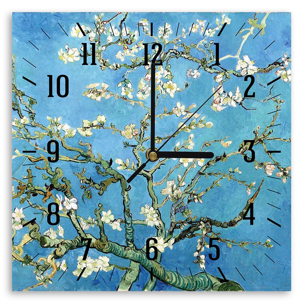 Horloge murale amandier en fleurs Vincent Van Gogh 30x30cm Horloge murale amandier en fleurs Vincent Van Gogh 30x30cm