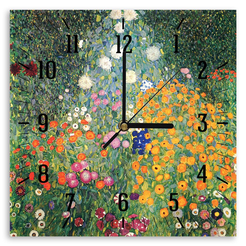 Horloge murale jardin de fleurs Gustav Klimt 30x30cm
