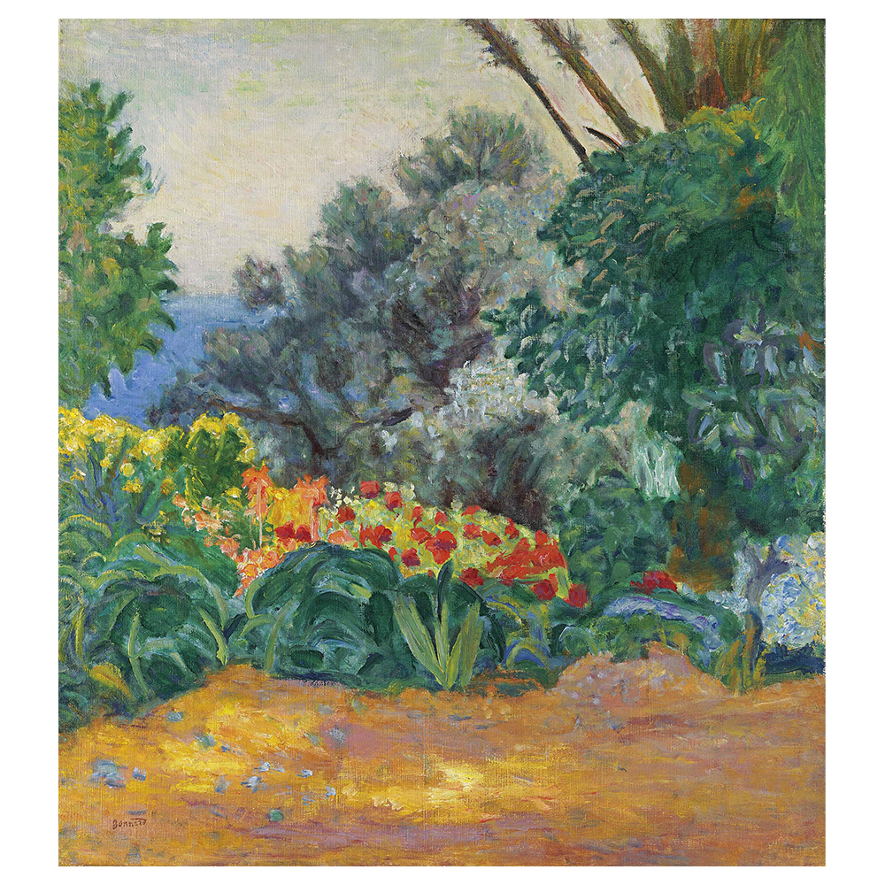 Tableau coin de jardin fleuri Pierre Bonnard 50x60cm