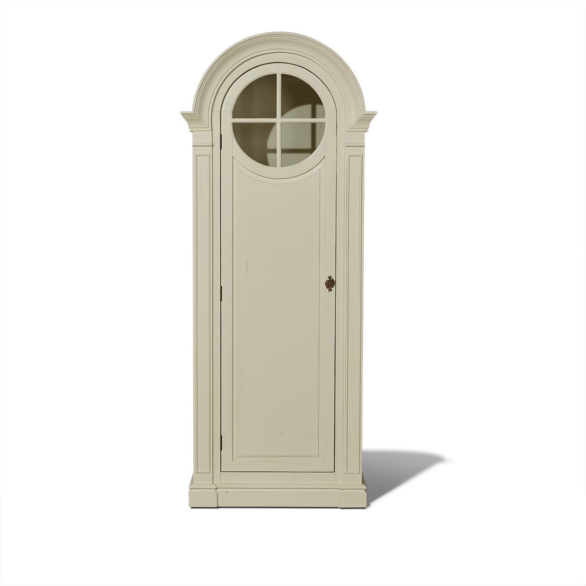 Armoire bonnetière 1 porte patine shabby chic blanc d'ivoire