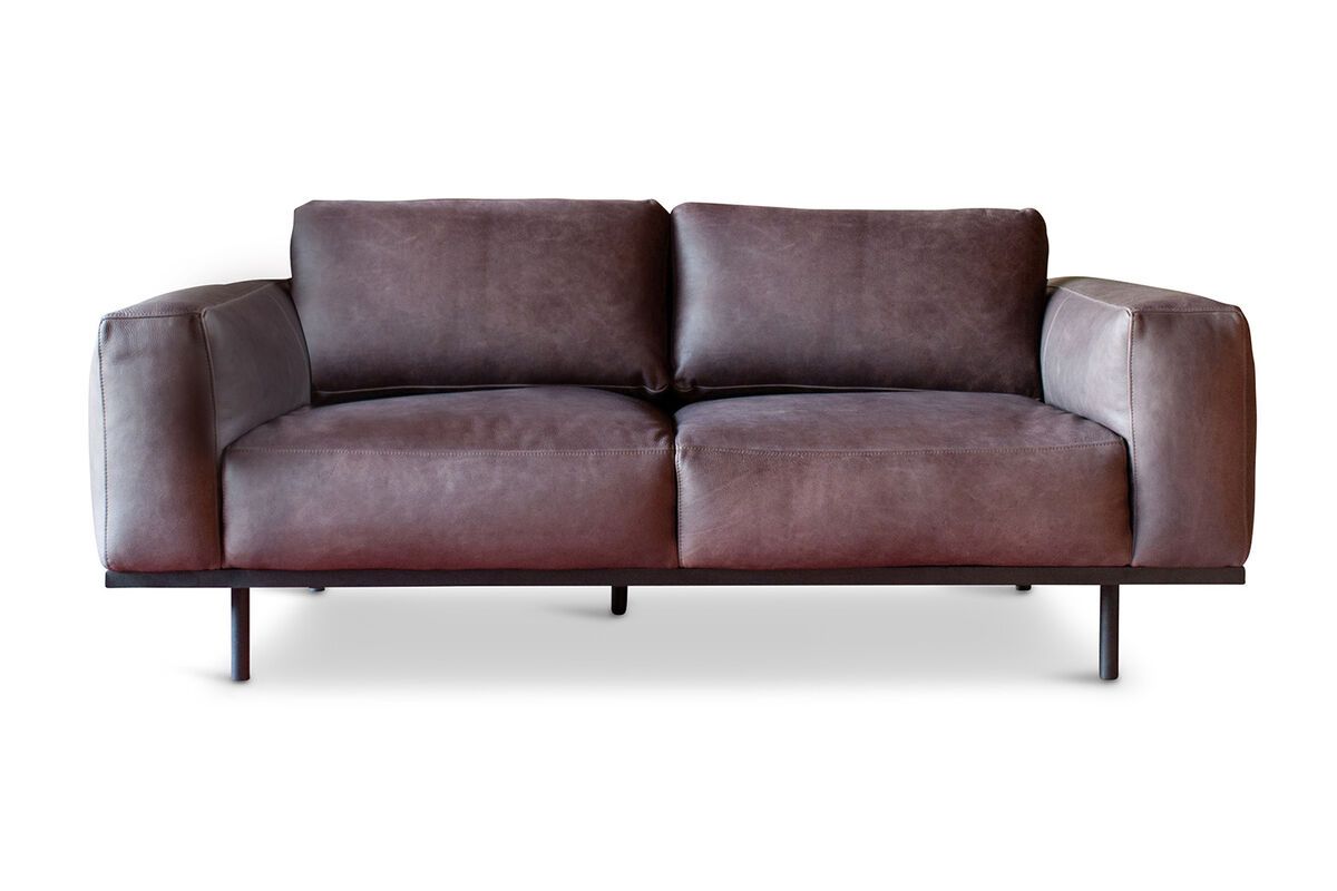 Canapé 2 places en cuir gris