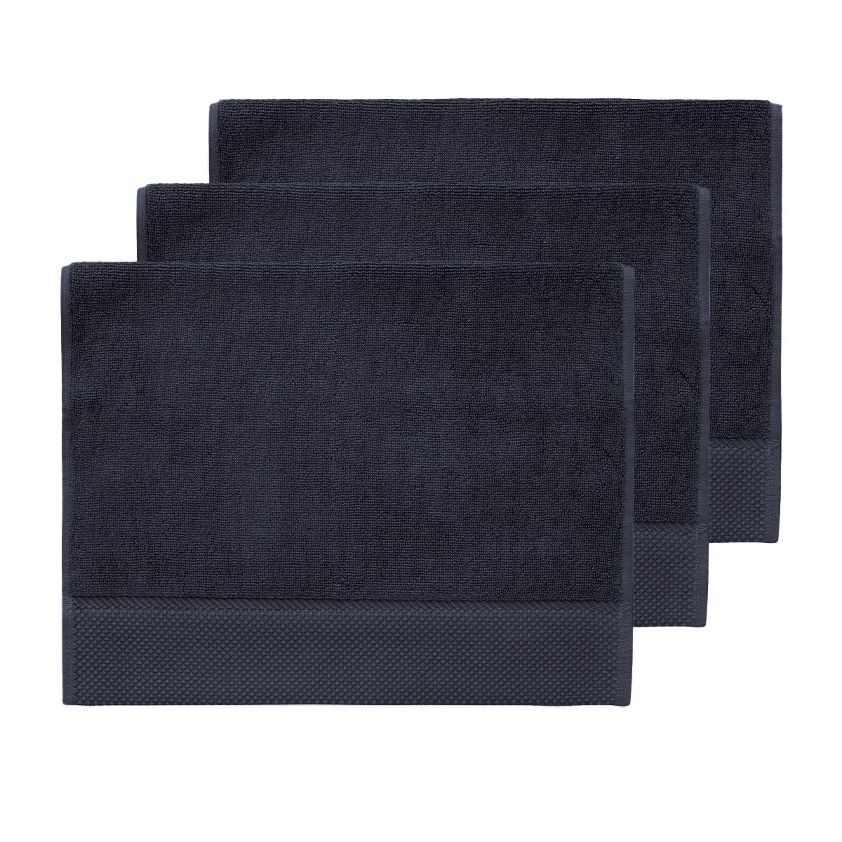 3 grandes serviettes d'invité zéro twist 560g Bleu Nuit 40x60 cm